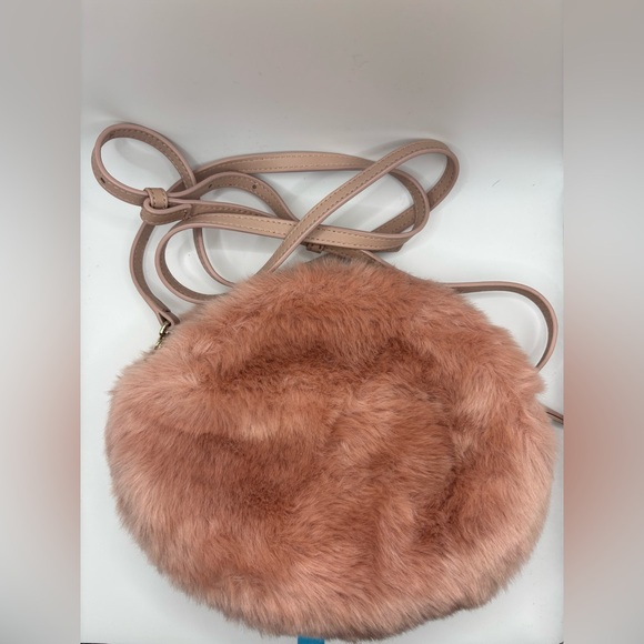 Furla Plush Faux Fur Crossbody Bag with ajustable leather strap - Warm Pink - Picture 1 of 4